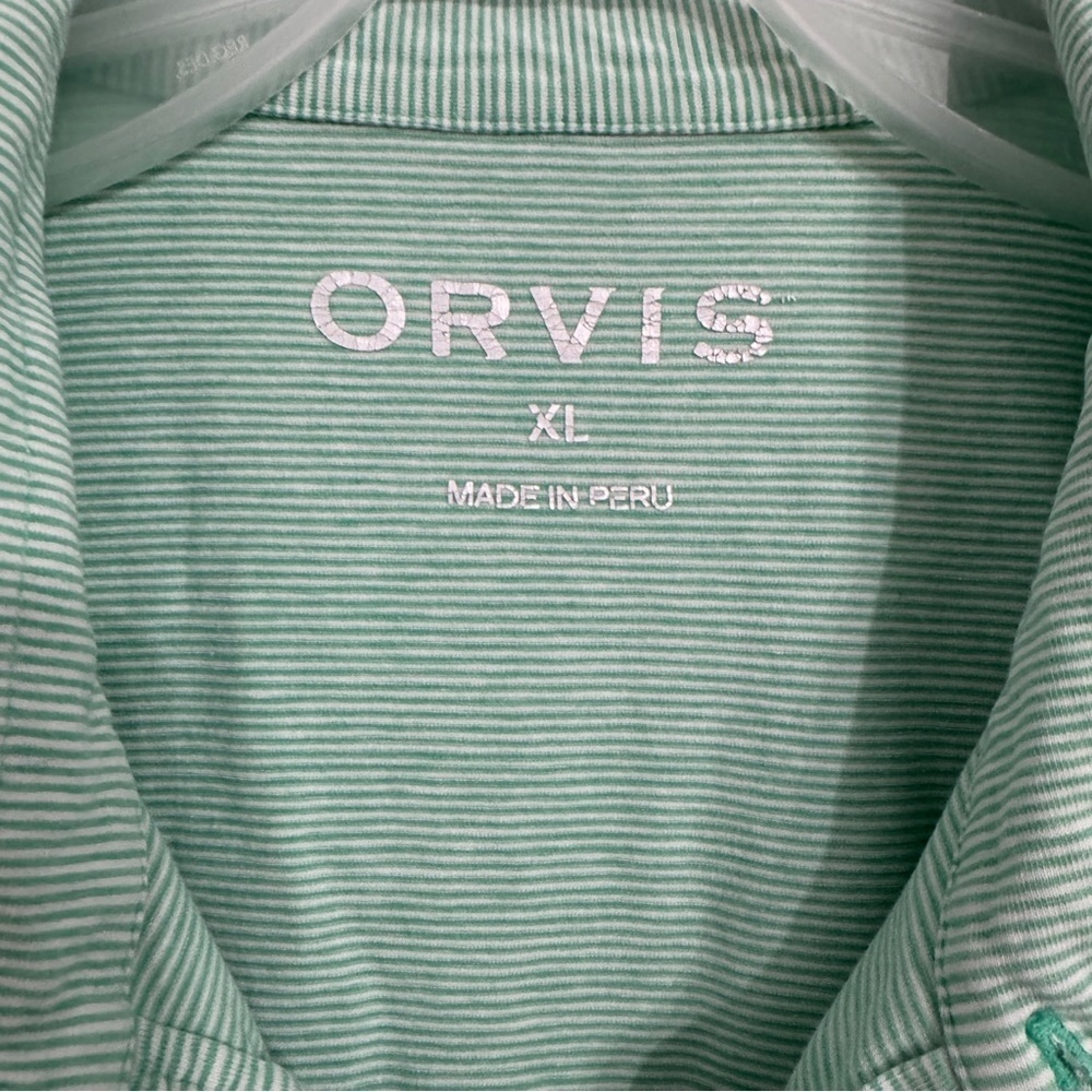 ORVIS Super Cool Men's Stretch Polo Shirt Size XL Short Sleeve Green Stripe - Picture 4 of 8